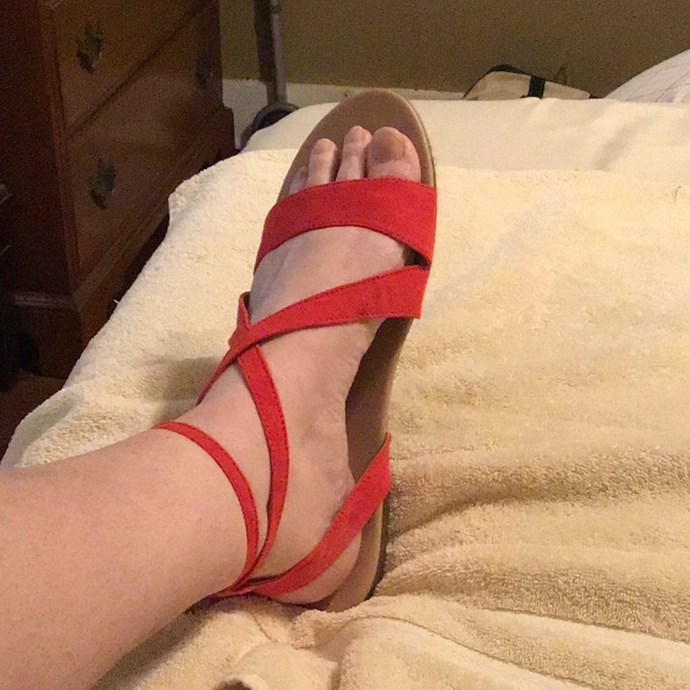 Red Wrap Around the Ankle Sandals.